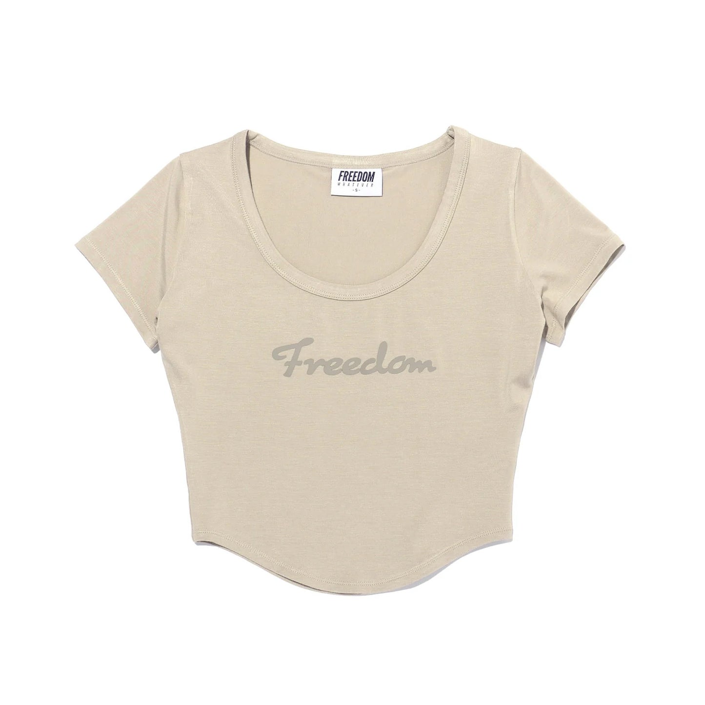 Modal U-neck Crop Short Sleeve (Sand Beige)