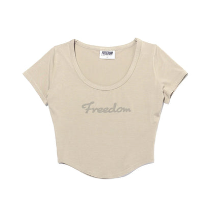 Modal U-neck Crop Short Sleeve (Sand Beige)