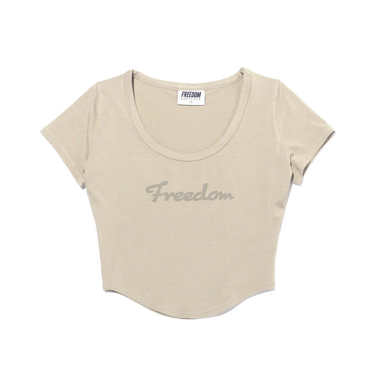 Modal U-neck Crop Short Sleeve (Sand Beige)