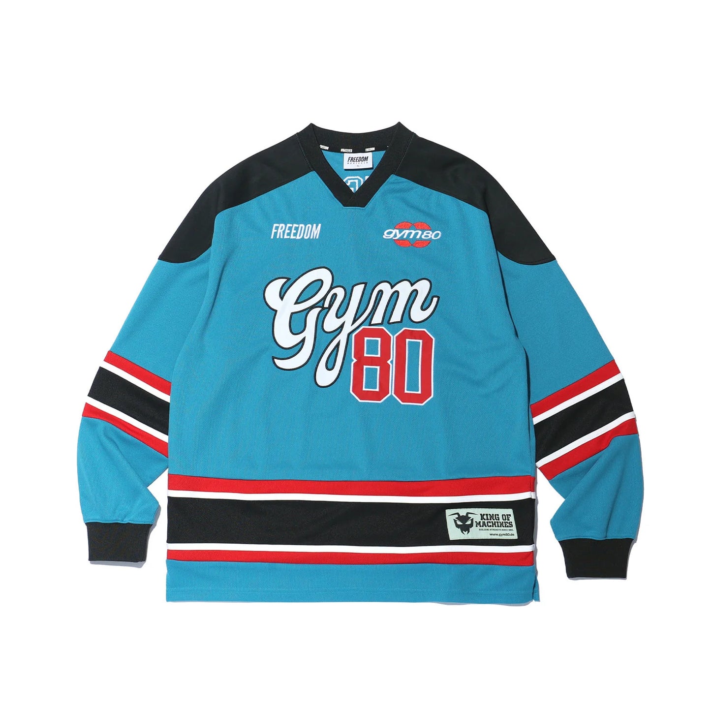 GYM80 Retro Long Sleeve Hockey Jersey (Blue)