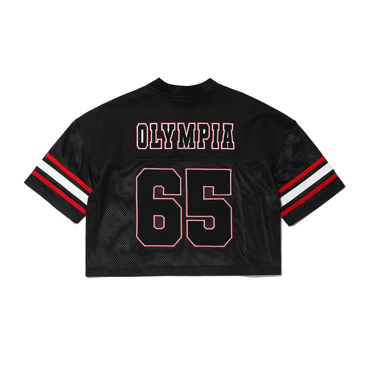 Women's OLYMPIA Crop Rugby Jersey (Black)