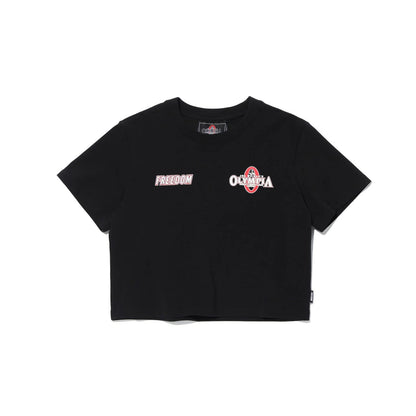 Womens Olympia Small Logo Crop T-Shirts (Black)