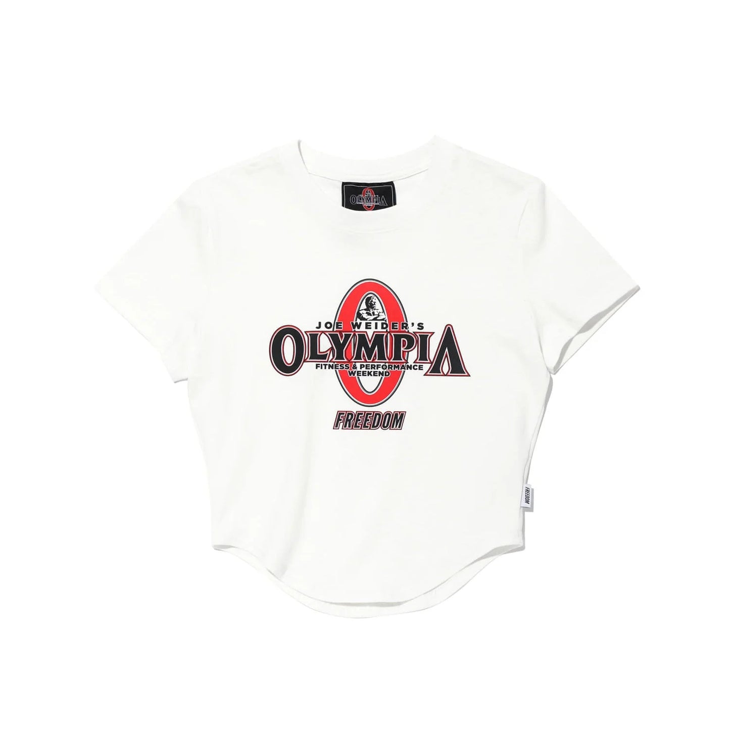 Womens Olympia Big Logo Crop T-Shirts (White)