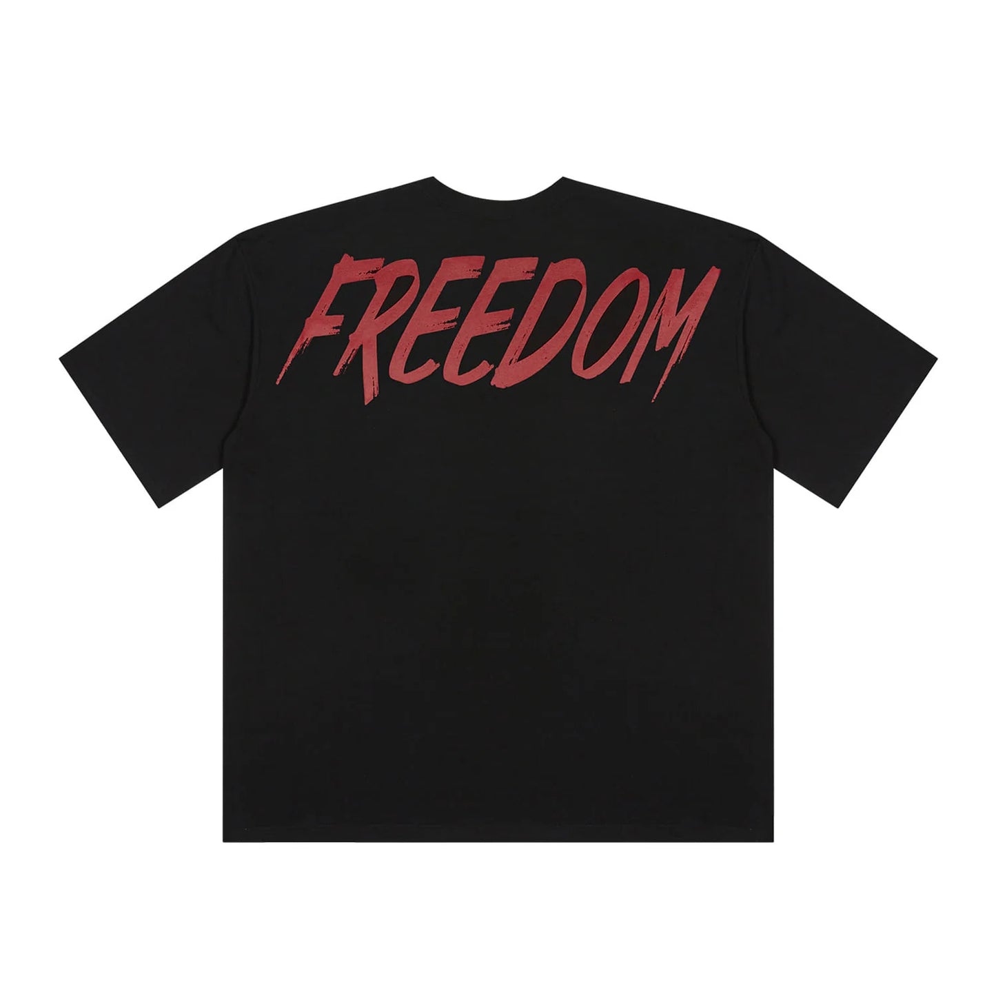 FREEDOM Overfit Back Printing T-shirts (Black/Red)